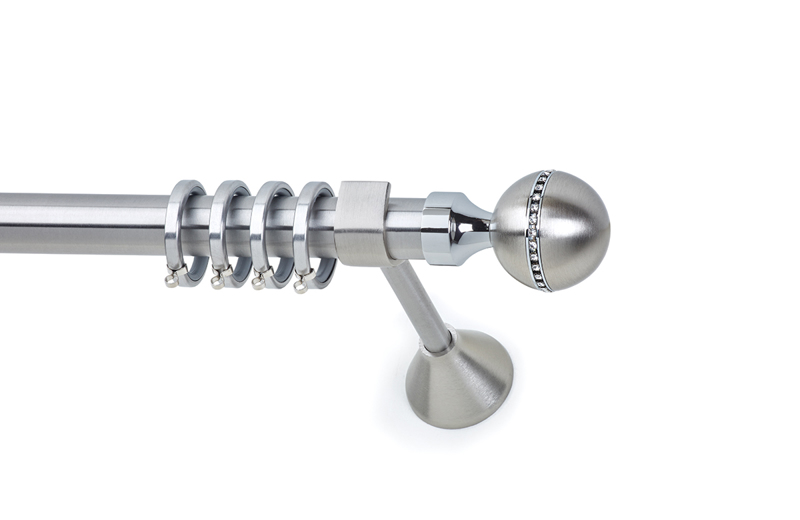 Anartisi Κουρτινόξυλο Φ25 VENERE STRASS Νίκελ Σατινέ